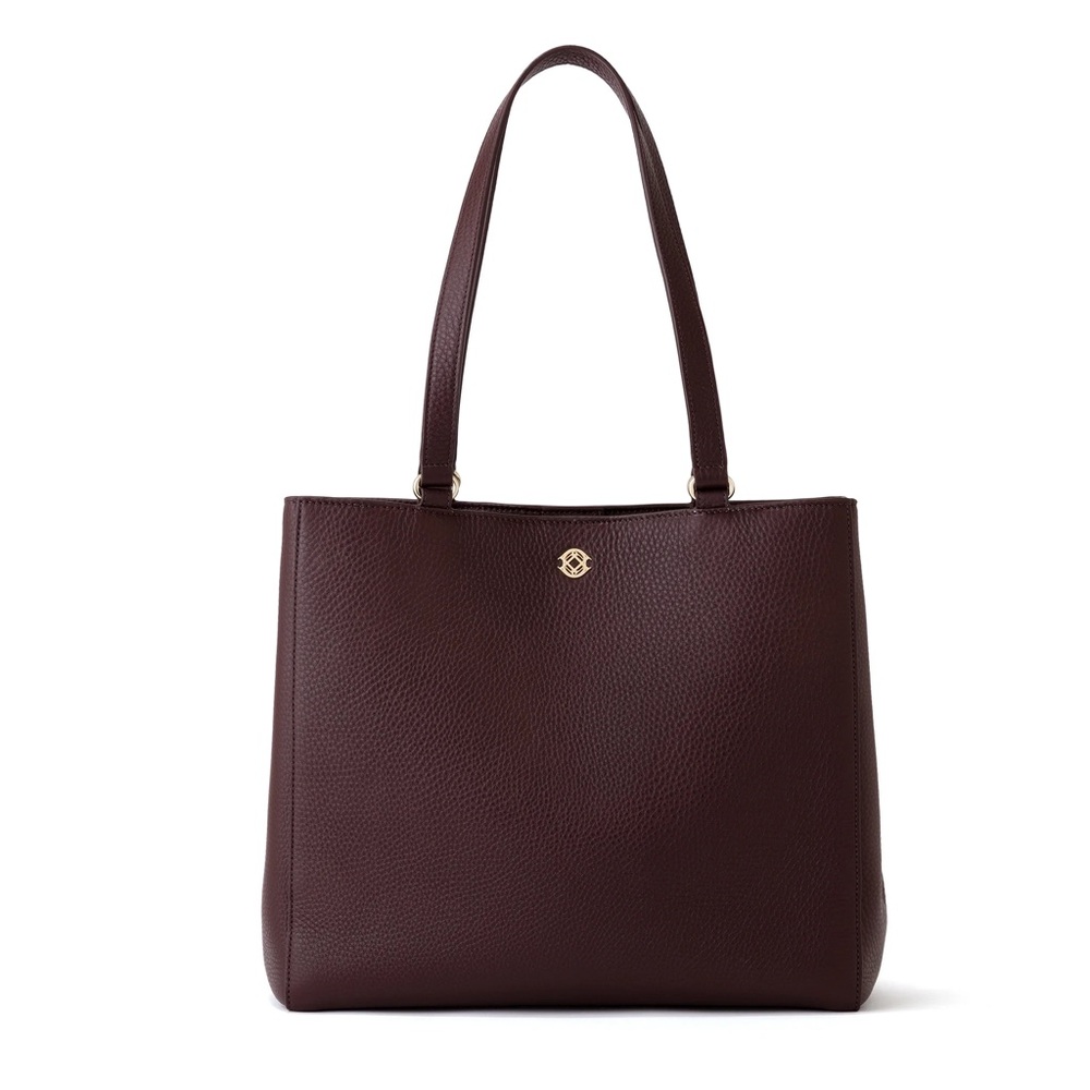 Dagne Dover Pebbled Leather Tote in Deep Burgundy